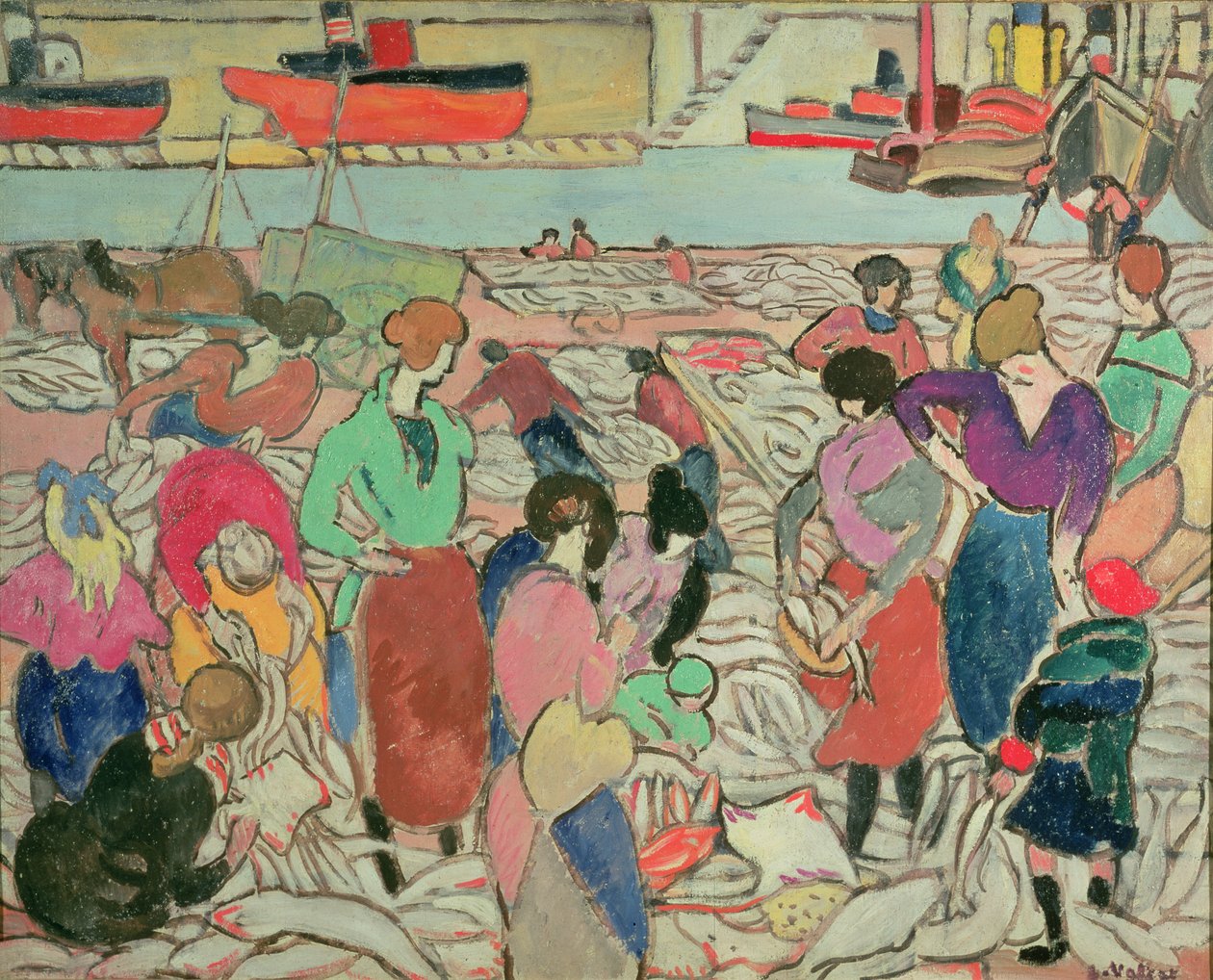 Compra de peixe em Boulogne de Louis Valtat