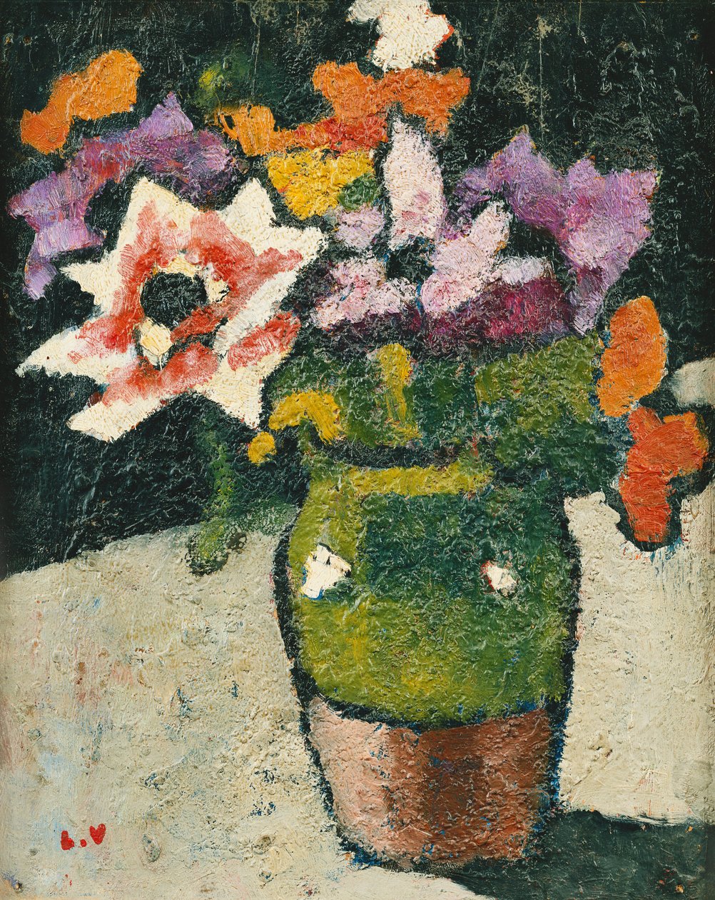 Flores num vaso; ramo de flores num vaso de Louis Valtat