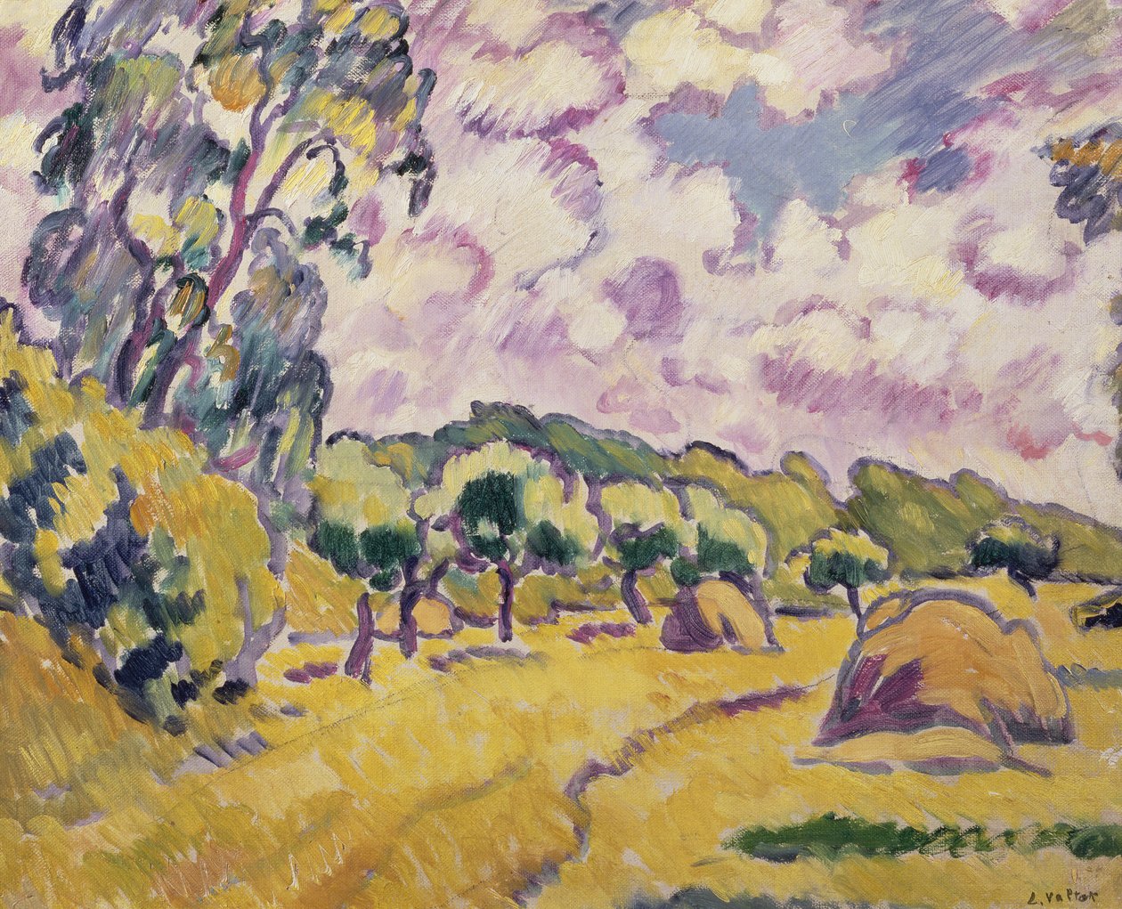 Paisagem com palheiros (óleo sobre tela) de Louis Valtat