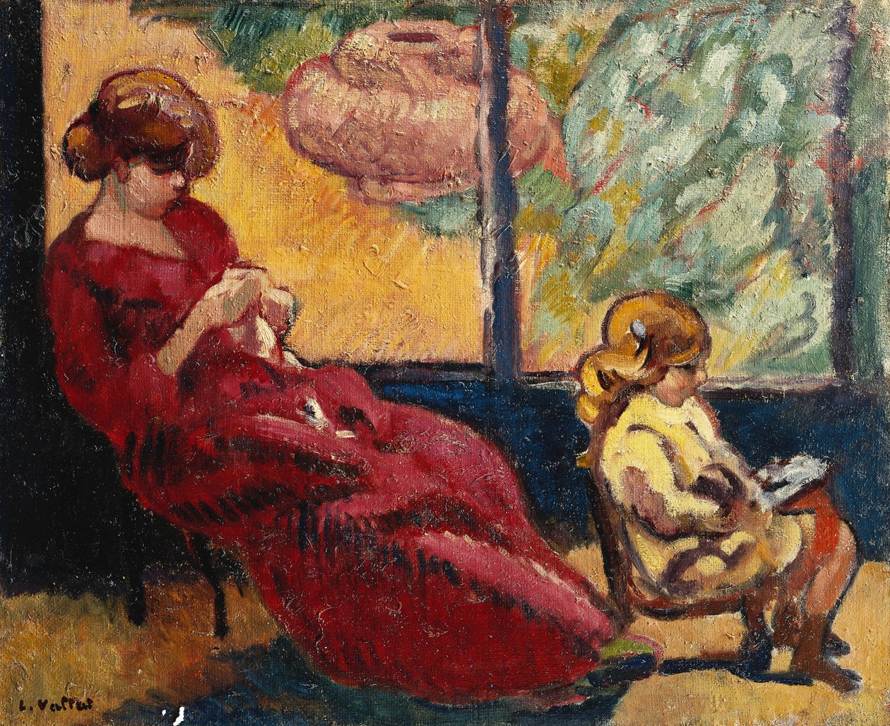 Sra. Valtat Sewing e seu filho Jean; Sra. Valtat Cousant e seu filho Jean de Louis Valtat