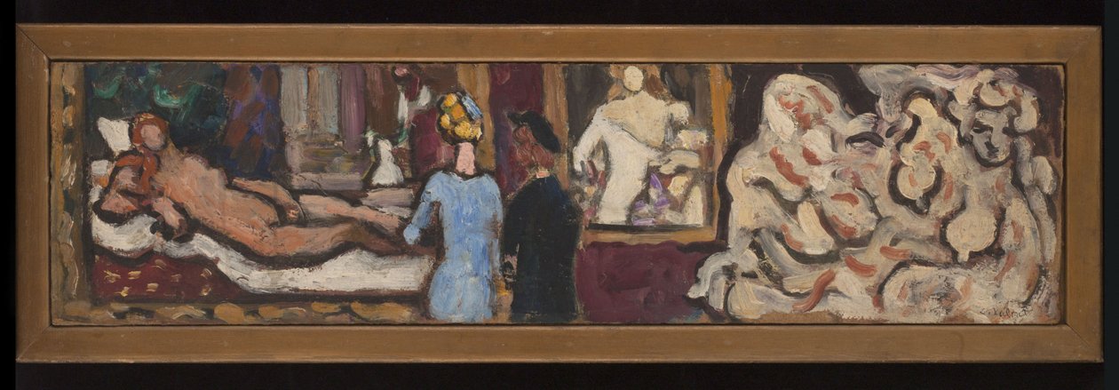 Estudos sobre a Vénus de Urbino e a Flora de Ticiano, realizados durante a exposição "Arte Italiana" no Petit Palais, primavera/verão de 1935 (óleo sobre cartão) de Louis Valtat