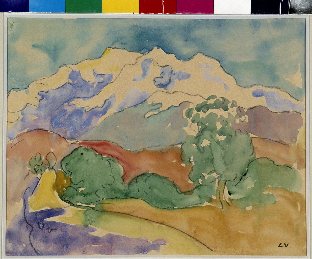 A montanha de Sainte Victoire (aguarela) de Louis Valtat