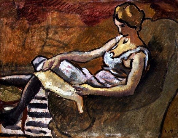 The Thinker, c.1916 (óleo sobre painel) de Louis Valtat
