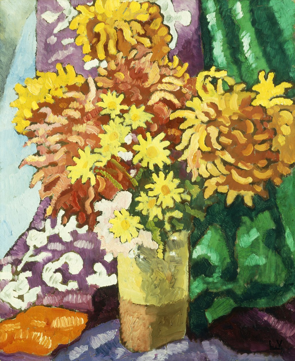 Vaso de Dahlias, c.1935 (óleo sobre tela) de Louis Valtat