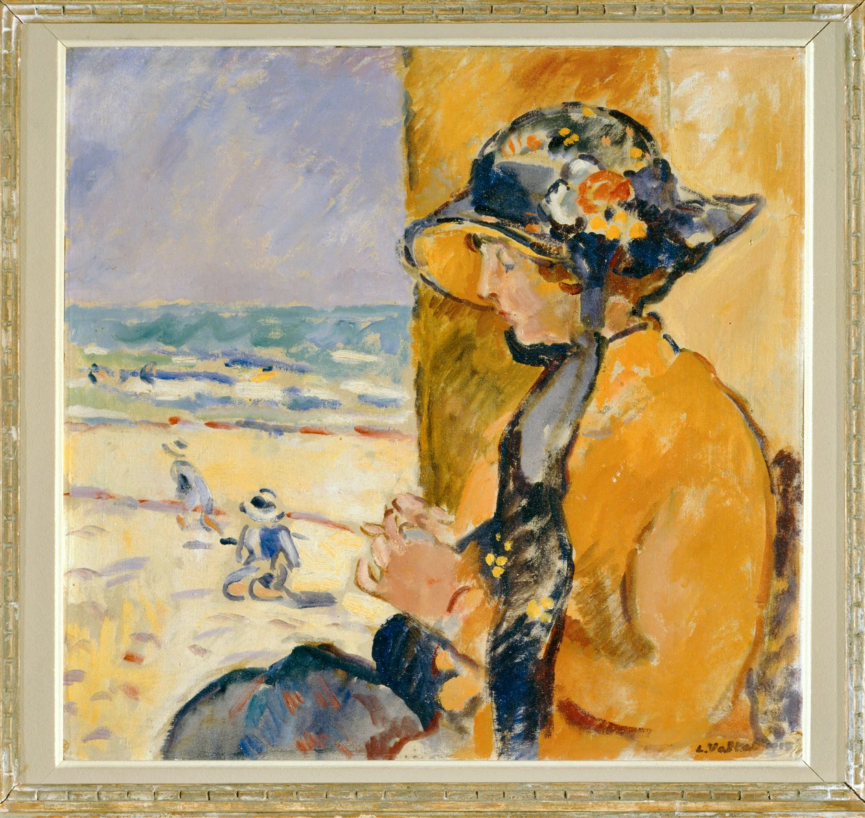 Mulher e crianças na praia de Louis Valtat