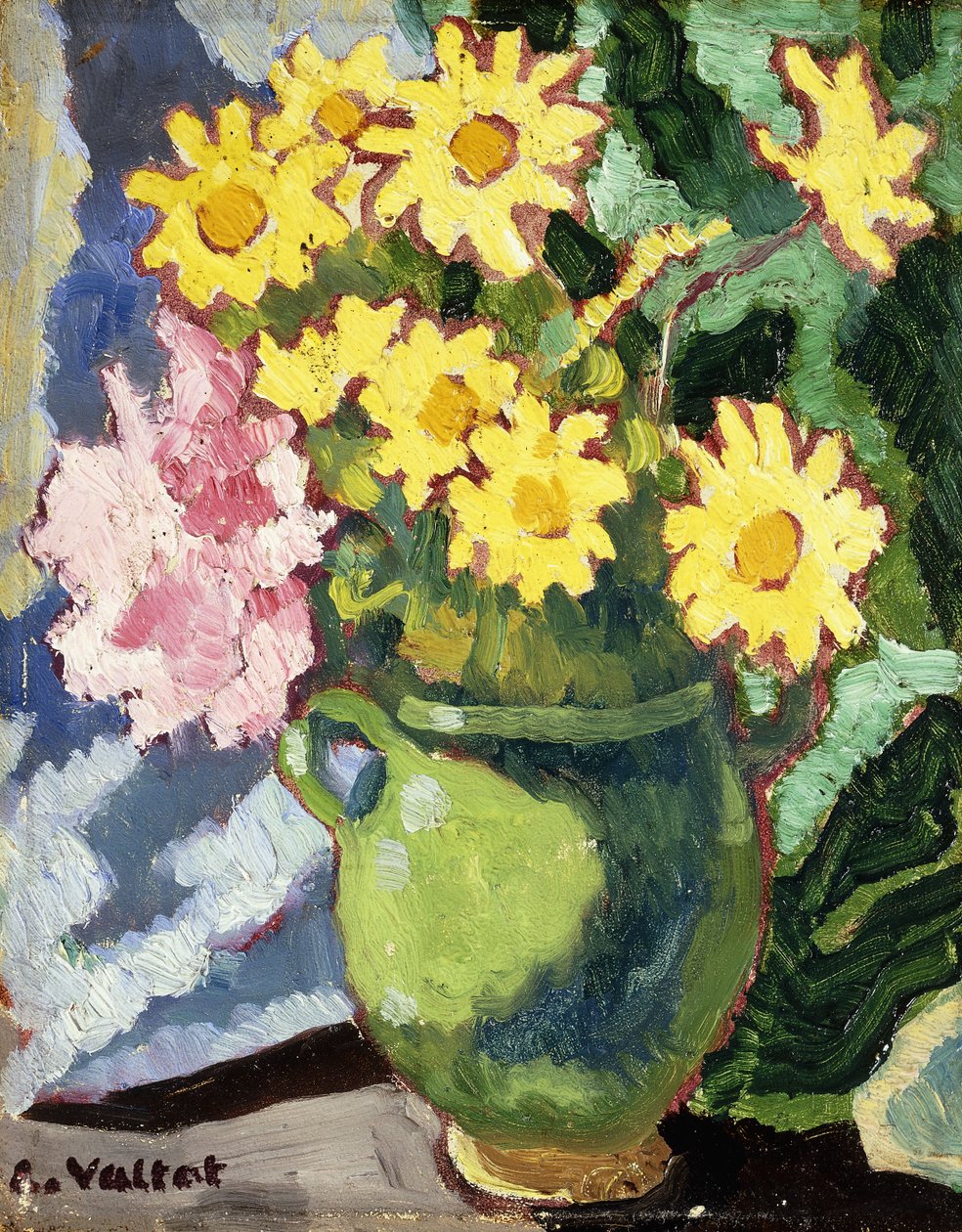 Margaridas Amarelas num Jarro Verde; Margaridas Jaunes, Cruche Verte de Louis Valtat