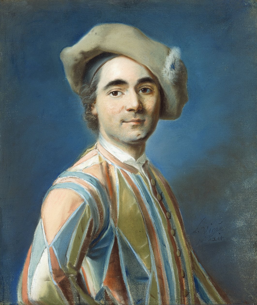 Um retrato de um ator como Arlequin, de Louis Vigee