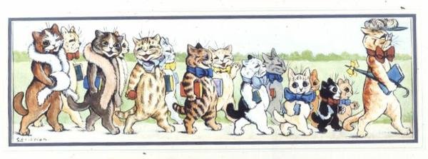 Uma Saída de Aula (guache) de Louis Wain