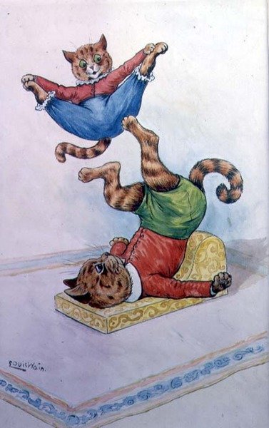 Gatos Cavorting de Louis Wain