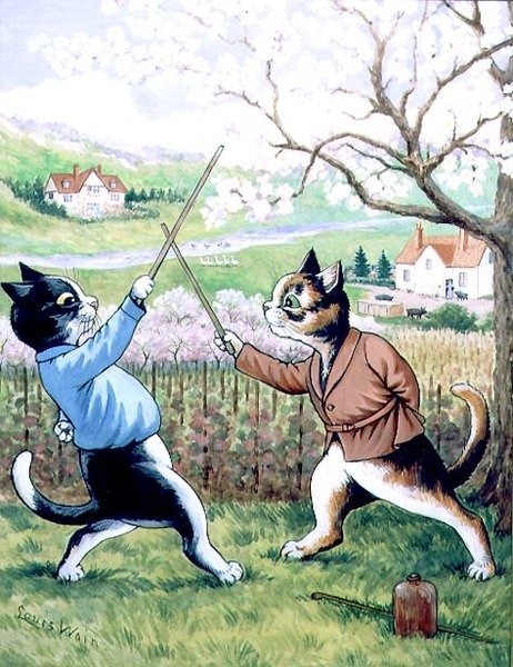 Esgrima para gatos de Louis Wain