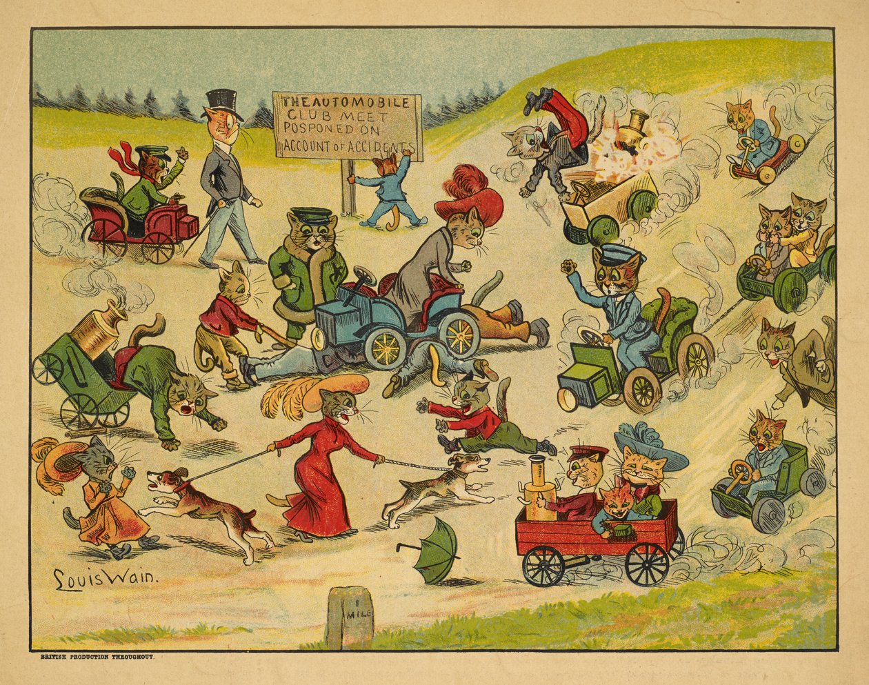 Gatos em vários automóveis. de Louis Wain