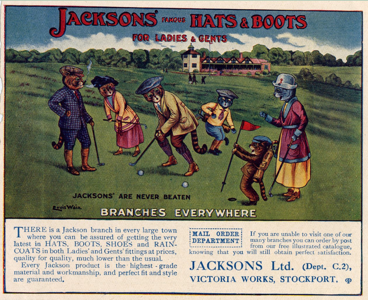 Jacksons Hats & Boots, 1910s-1920s de Louis Wain
