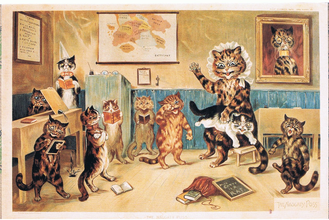 O gato impertinente, cartão, os anos 60 de Louis Wain