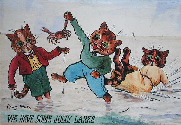 Nós temos algumas Marcas Alegres (aguarela e cor de corpo no papel) de Louis Wain