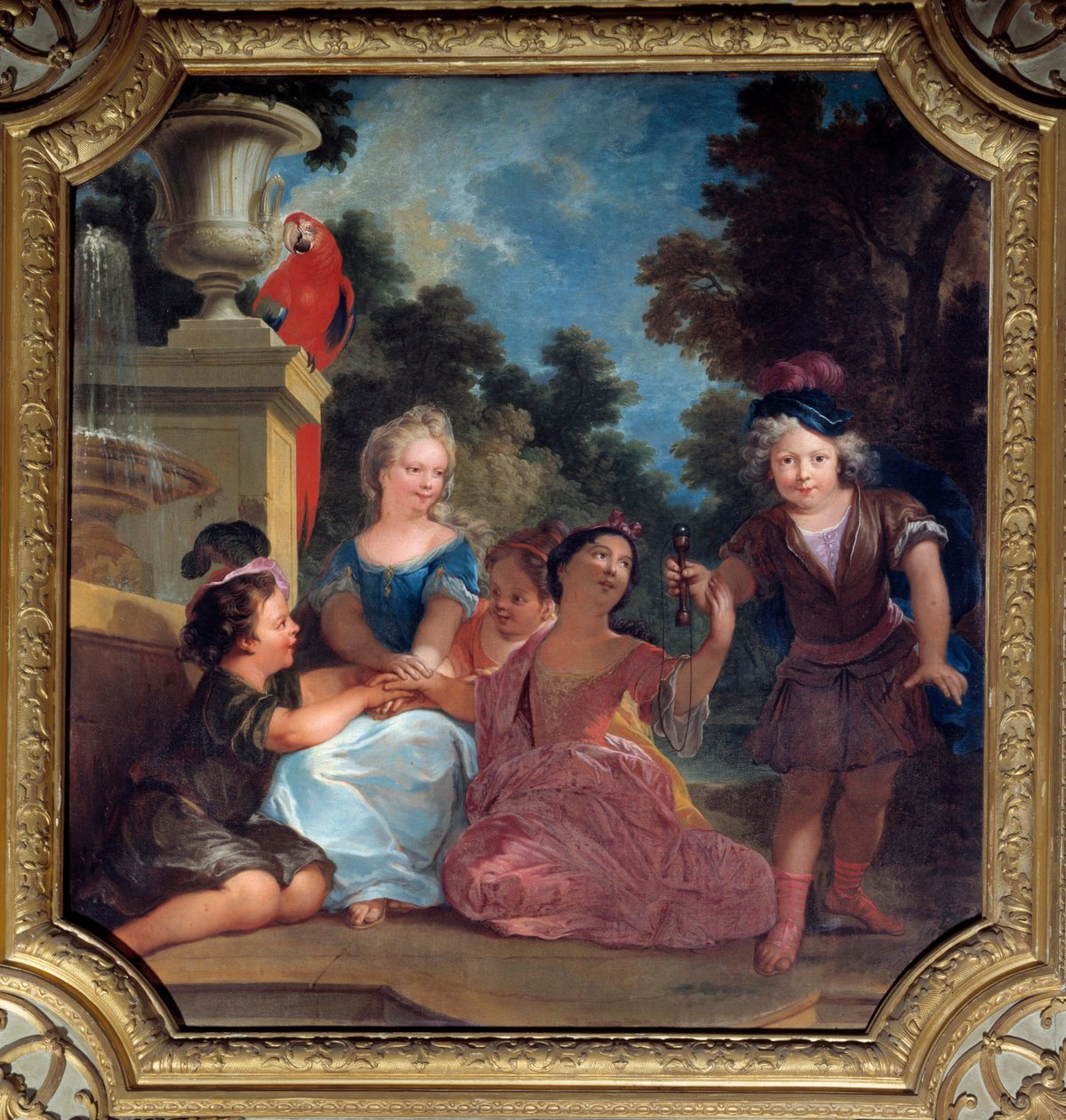 Grupo de crianças jogando bilboquet Pintura por Louis Boulongne le Jeune (1654-1733) Paris do século XVIII, Embaixada da Itália de Louis de Boullongne