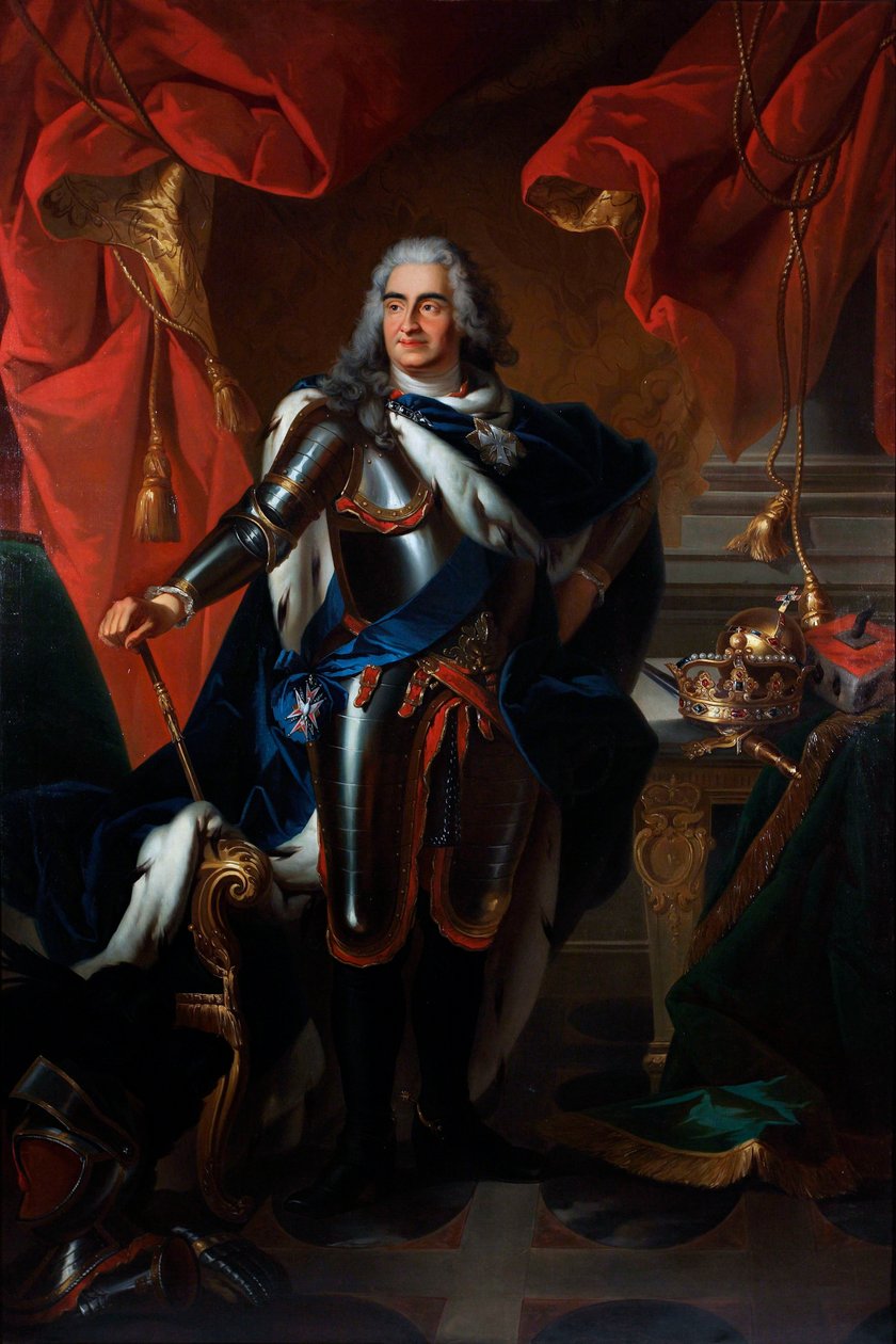 Retrato de Frederico Augusto (Frederic Auguste) da Saxônia, conhecido como o Forte (1670-1733) então Augusto II Rei da Polônia (Retrato de Frederico Augusto da Polônia e Saxônia (1670-1733)) Pintura após Louis de Silvestre ( 1675- 1760) Óleo sobre tela - S de Louis de (after) Silvestre