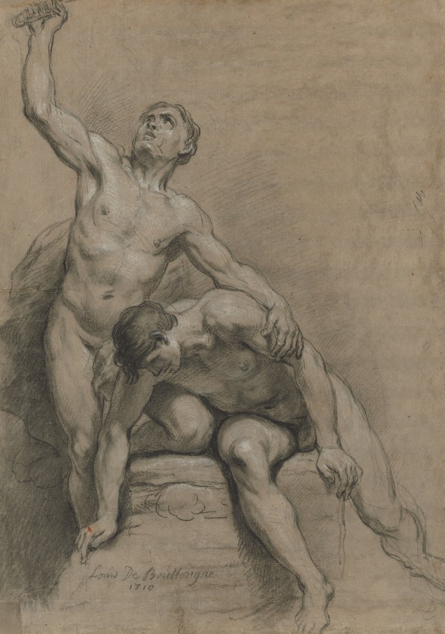 Dois nus masculinos, 1710. de Louis de Boullogne