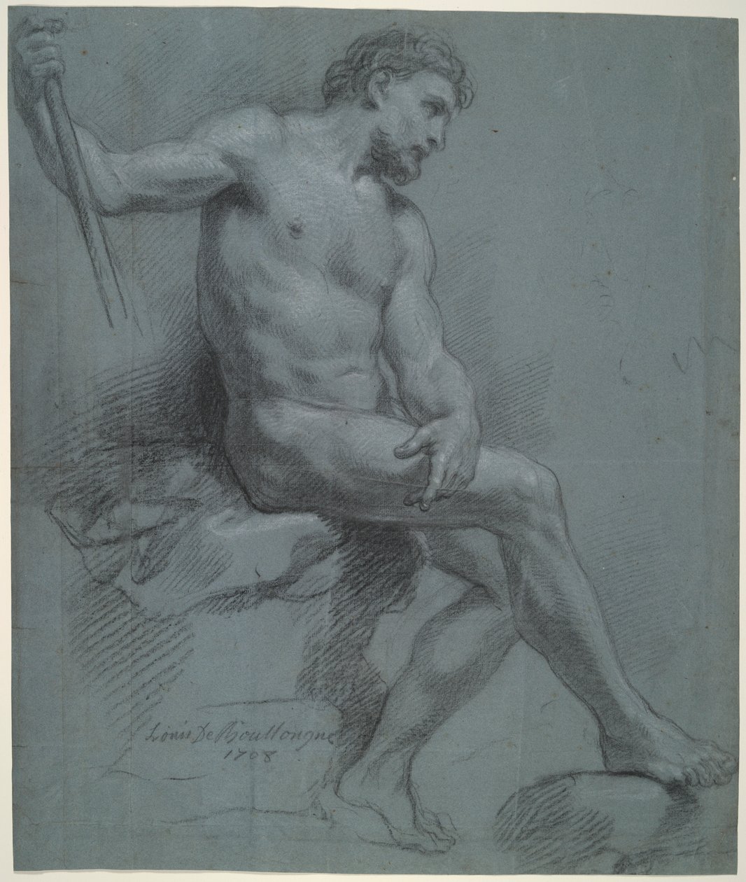 Sentados Nus Masculinos em Perfil de Louis de Boullogne the Younger