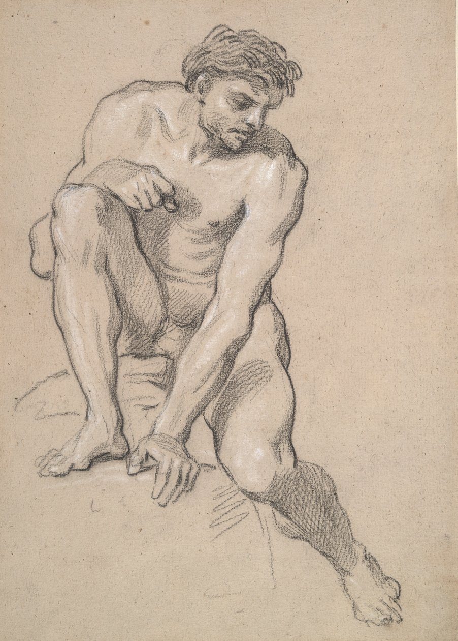 Estudo de um nu masculino de Louis de Boullogne the Younger