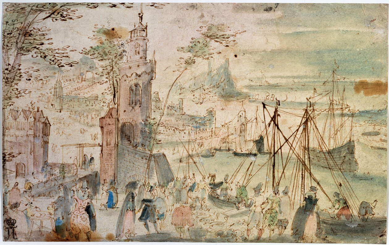 Vista do porto, início do século XVII de Louis de Caullery