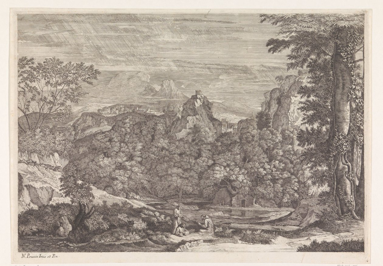 Paisagem com três monges de Louis de Châtillon