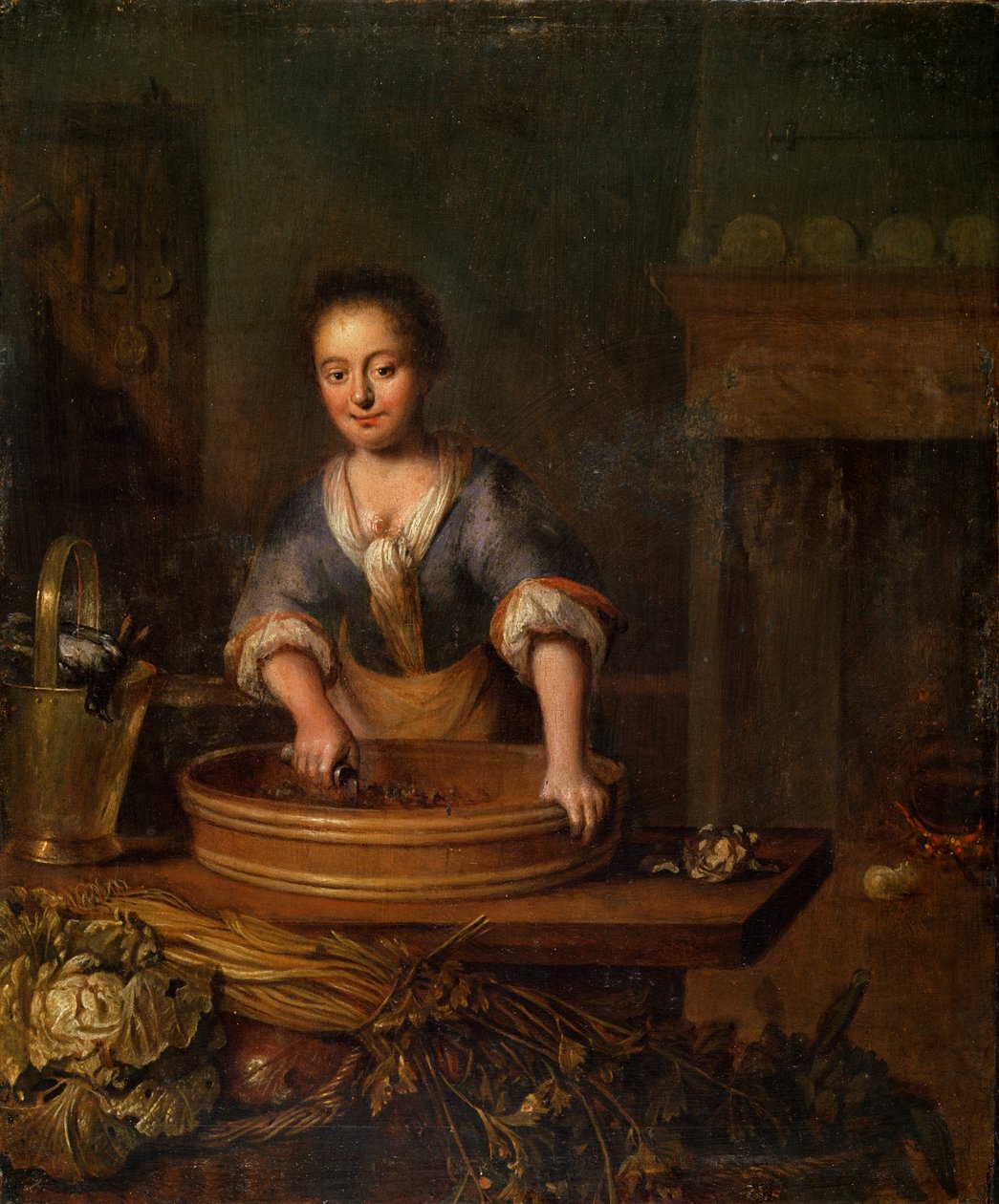 Um cozinheiro, pintura holandesa do século XVIII de Louis de Moni