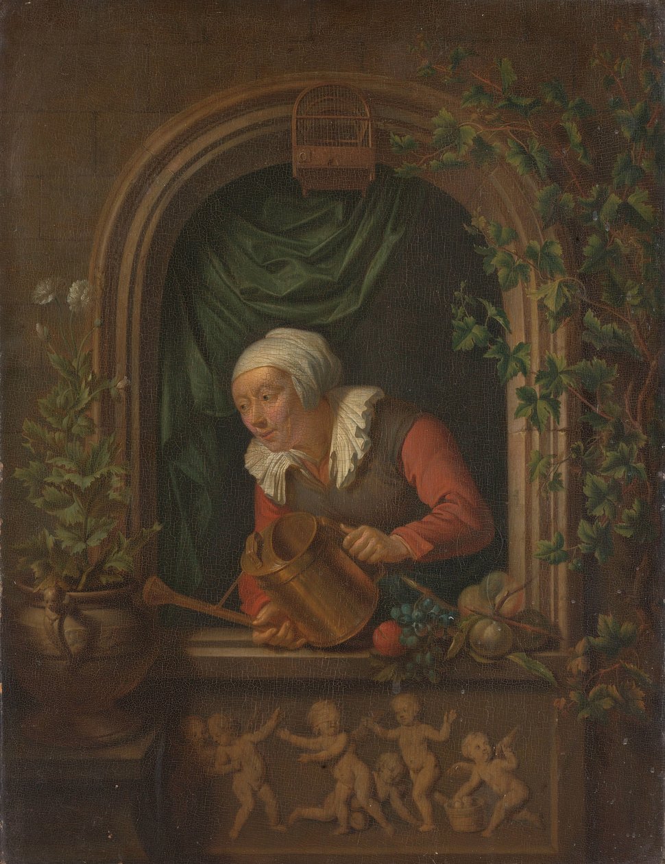 Mulher a regar uma planta de Louis de Moni