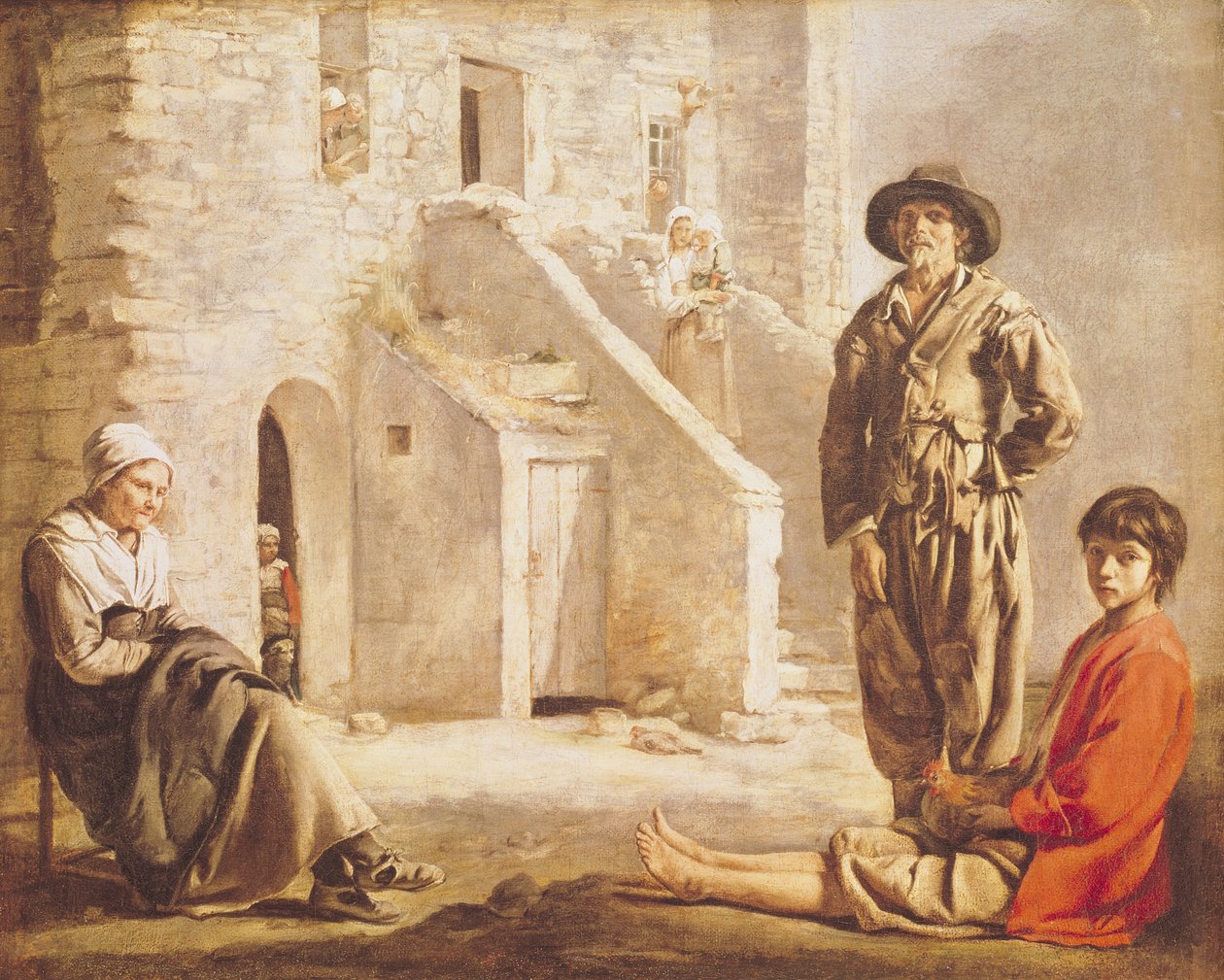 Camponeses antes de sua casa, c.1641 de Louis le Nain