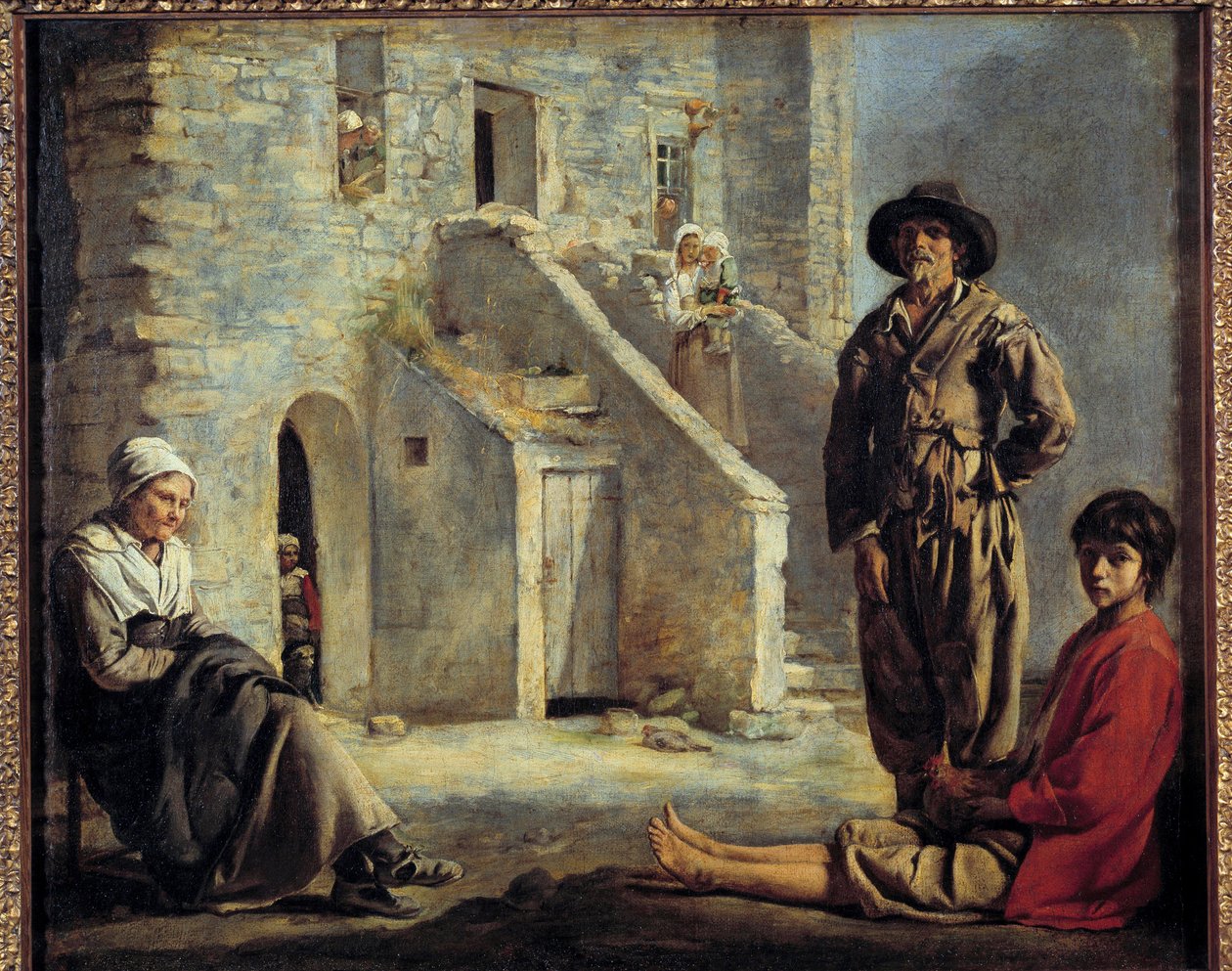 Camponeses em frente à sua casa. Pintura de Louis Le Nain (1593-1648) de Louis le Nain