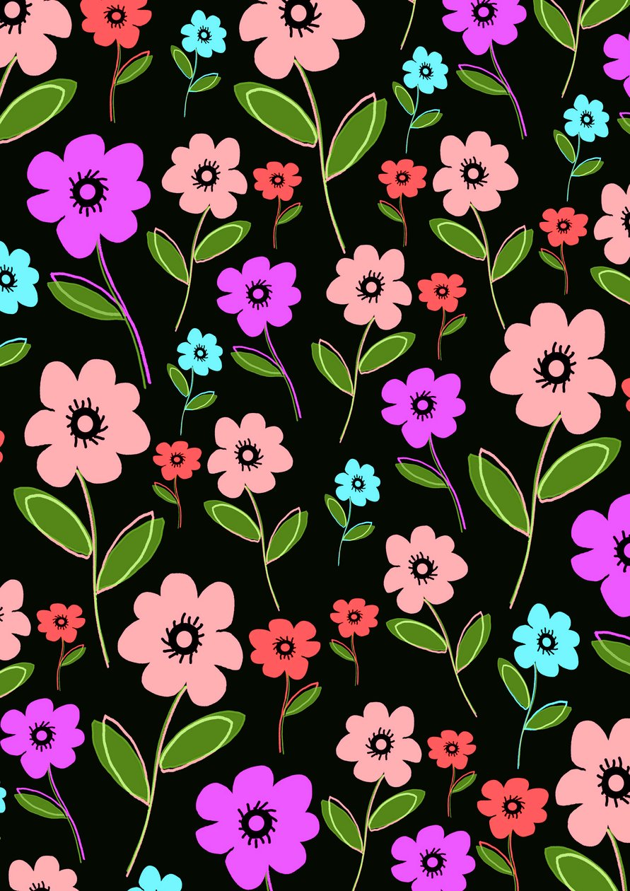 Retro Florals (digital) de Louisa Hereford
