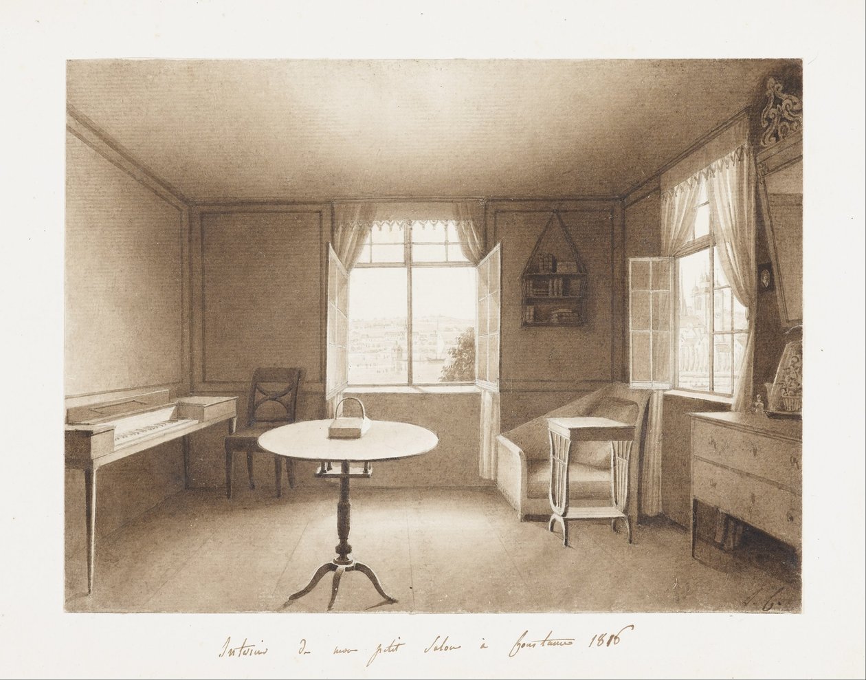 A sala de desenho de artistas no Lago Constança de Louise Cochelet