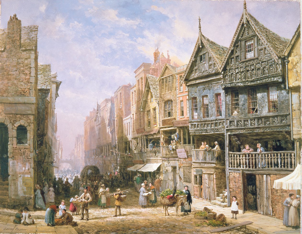 Watergate Street, olhando para Eastgate, Chester, c.1870 de Louise Ingram Rayner