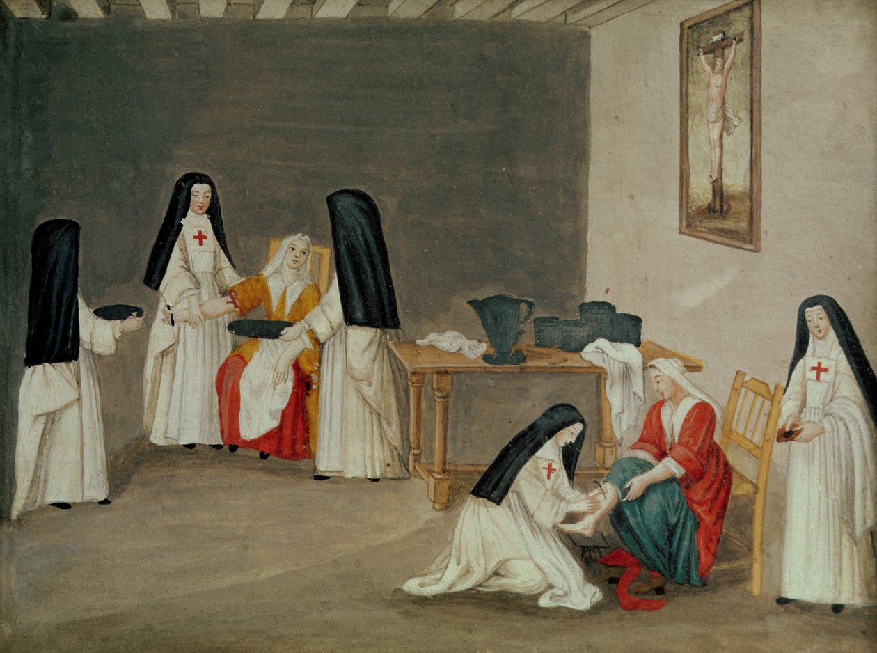 Cuidando dos doentes, de L&39;Abbaye de Port-Royal, c.1710 de Louise Madelaine Cochin