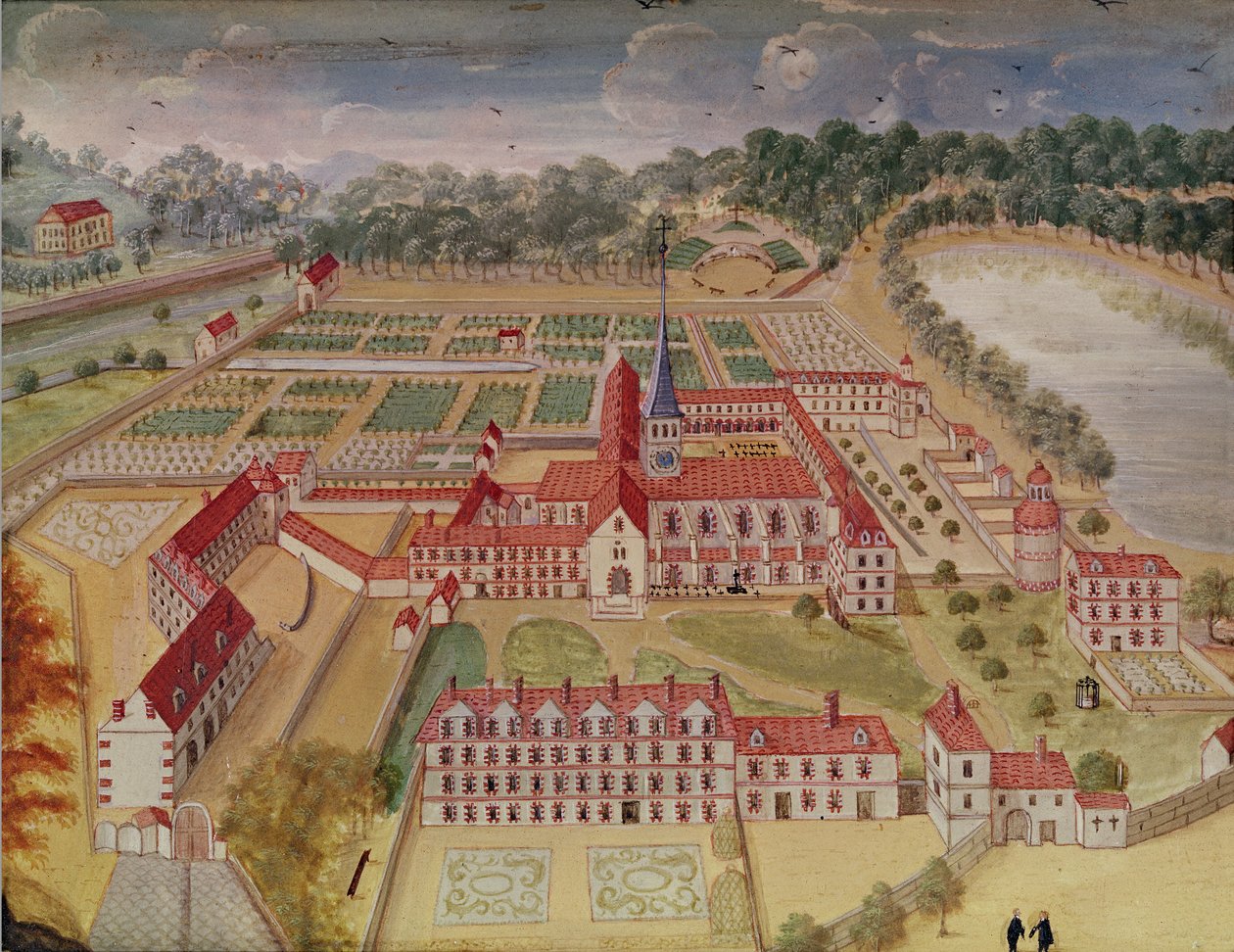 Vista geral da abadia de &39;l&39;Abbaye de Port-Royal&39;, c.1710 de Louise Madelaine Cochin