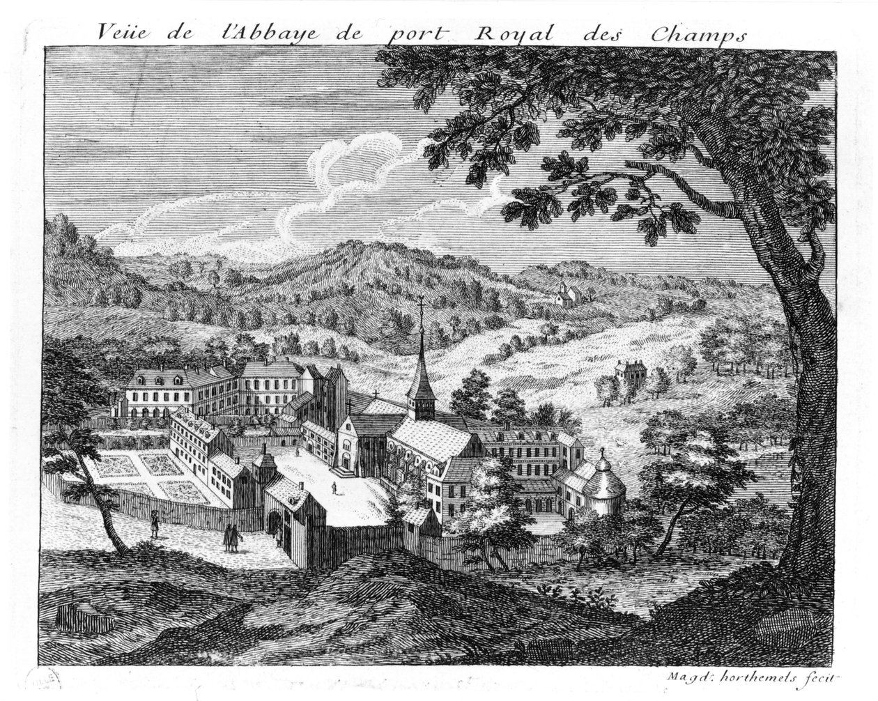 Vista geral da Abadia de Port-Royal des Champs, 1709 de Louise Madelaine Cochin
