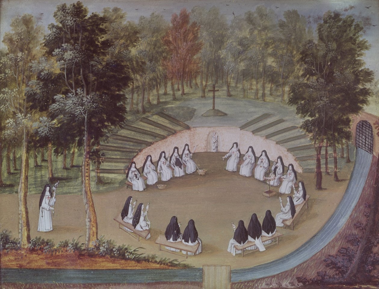 Encontro de freiras em Solitude, de &39;L&39;Abbaye de Port-Royal&39;, c.1710 de Louise Madelaine Cochin