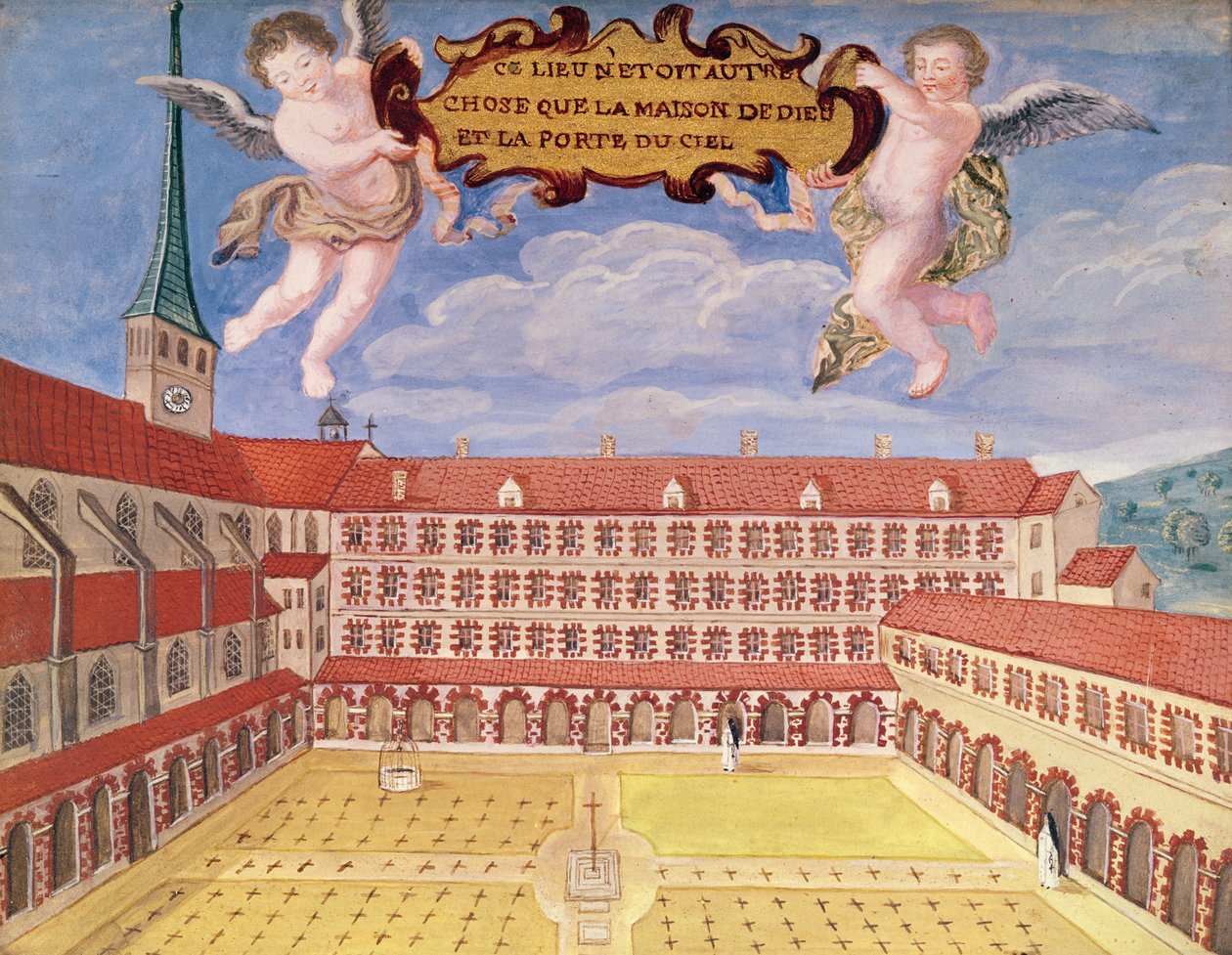 Vista dos Claustros e do Cemitério, de &39;L&39;Abbaye de Port-Royal&39;, c.1710 de Louise Madelaine Cochin