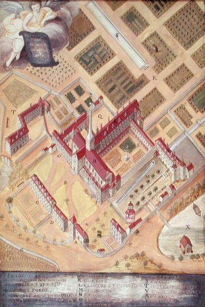 Vista em perspectiva da Abadia, de lbbaye de Port-Royal, c.1710 de Louise Madelaine Cochin