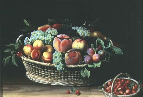 Cesta de damascos, uvas e morangos de Louise Moillon