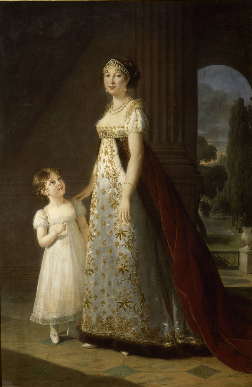 Marie-Annuciade-Caroline Bonaparte, Rainha de Nápoles, com sua filha Laetitia-Joséphine Murat de Louise Élisabeth Vigée  Le Brun