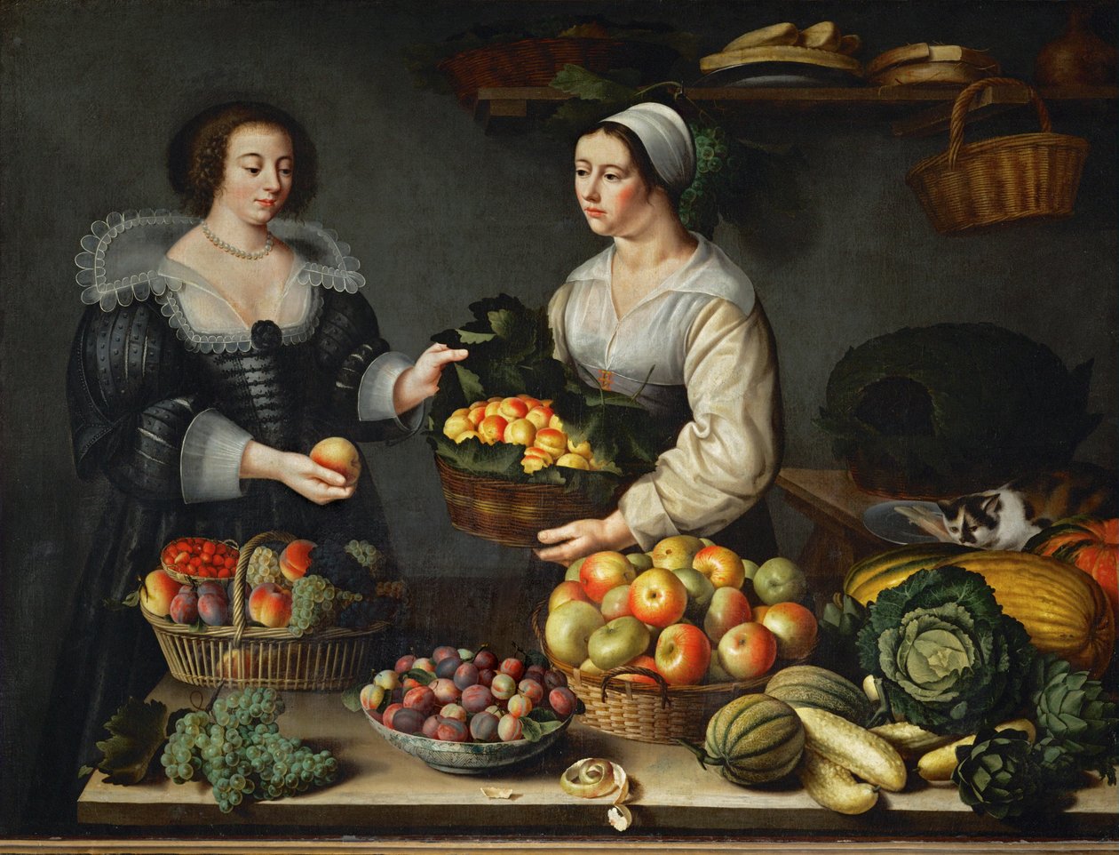 La marchande de fruits et legumes - A mercearia ... de Louise (circle of) Moillon