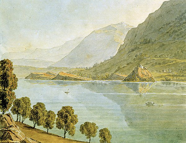 Lago Bourget (aguarela sobre papel) de Louise Cochelet