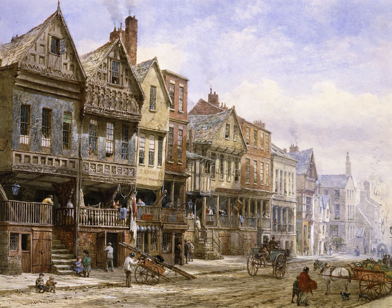 Watergate Street, Chester, Olhando para o oeste, de Louise Ingram Rayner