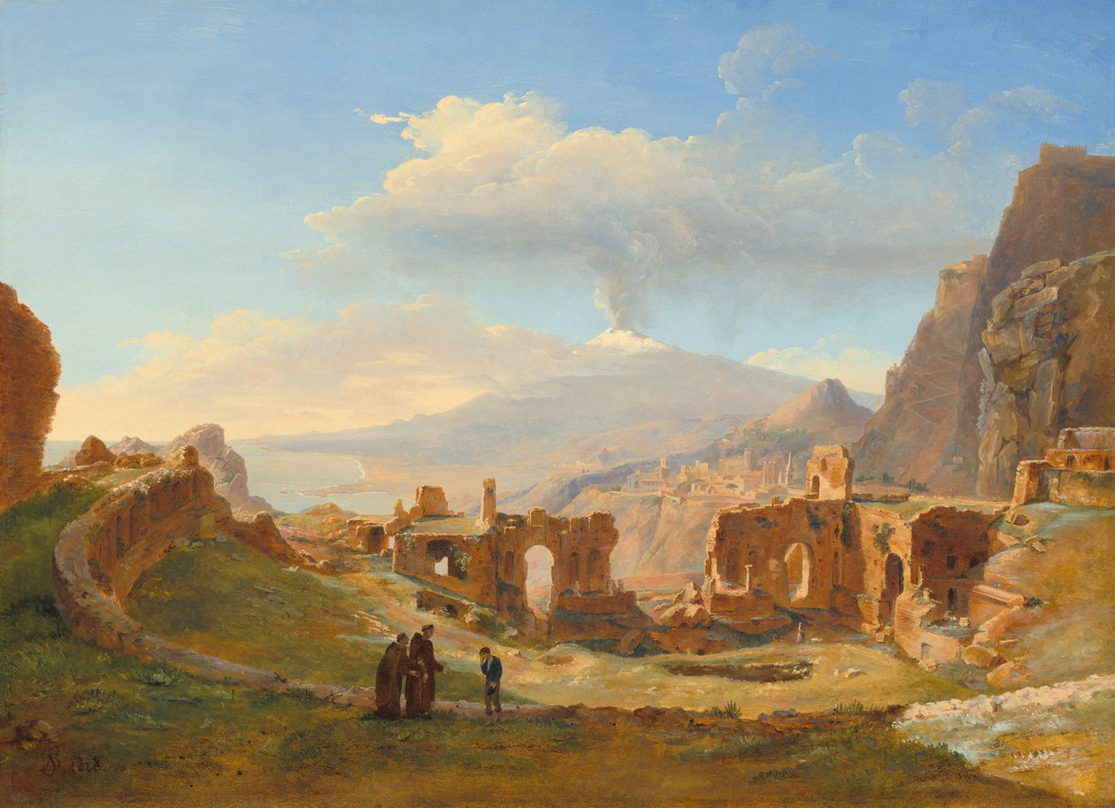 O Teatro Romano em Taormina, 1828. de Louise Josephine Sarazin de Belmont