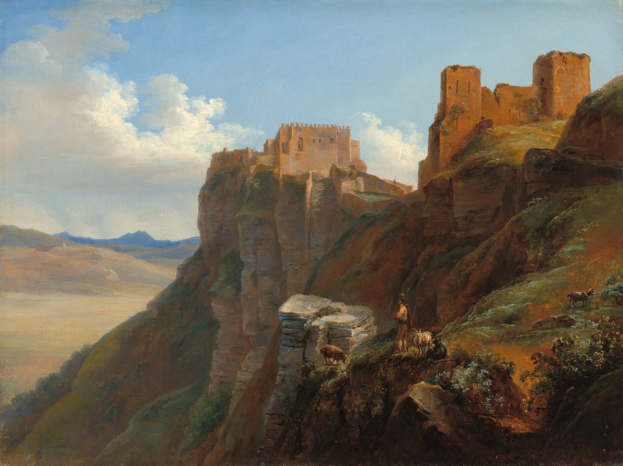 Vista do Castello di San Giuliano, perto de Trapani, Sicília de Louise Josephine Sarazin de Belmont
