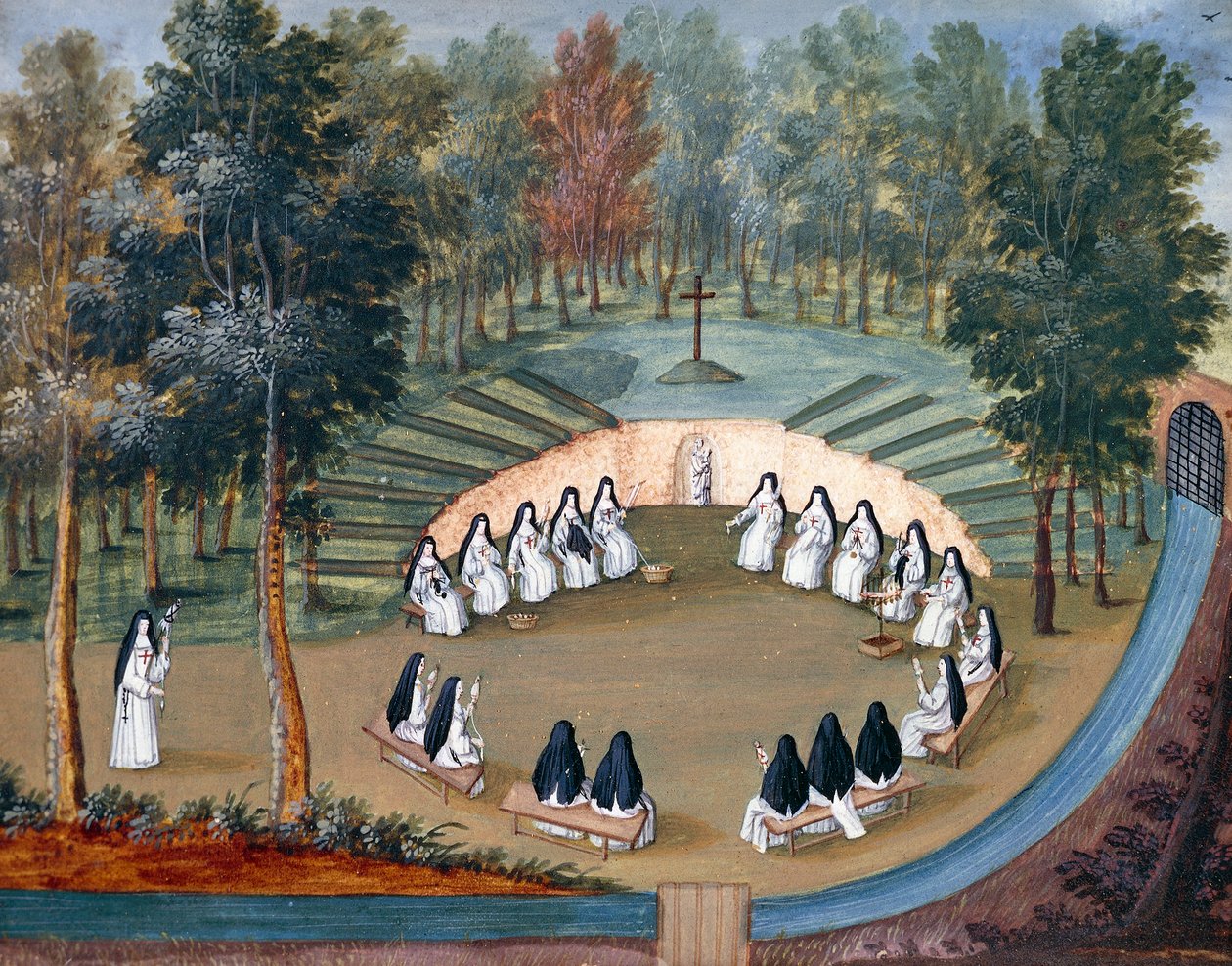 Abadia de Port-Royal des Champs, freiras reunidas na solidão por Louise-Magdeleine Hortemels (1688-1767), França de Louise Magdeleine Hortemels