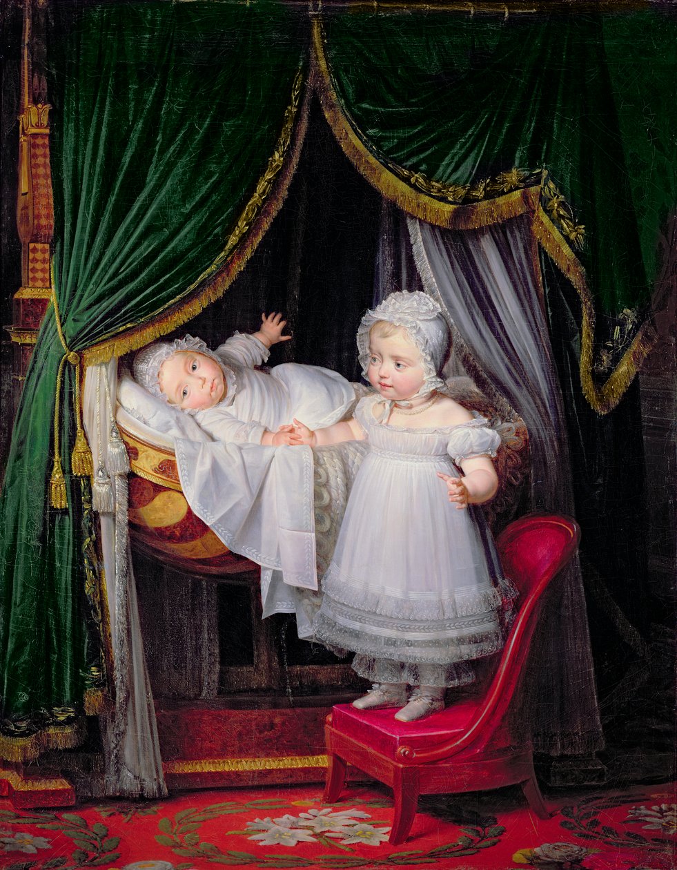 Henri-Charles-Ferdinand de Artois (1820-1883) Duque de Bordeaux e sua irmã Louise-Marie-Therese de Artois (1819-64) no Tuileries de Louise Marie Jeanne Hersent