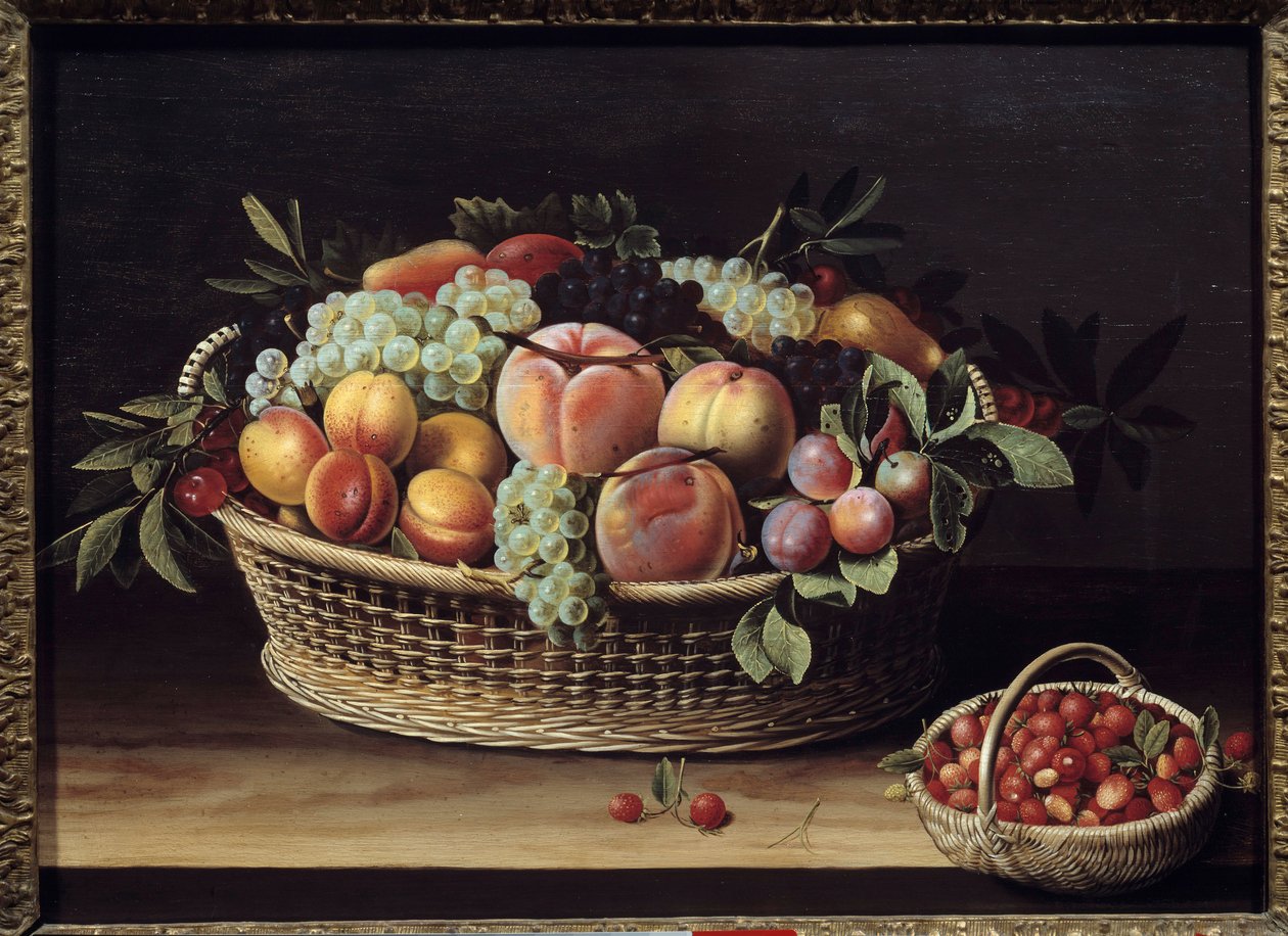 Cesta de frutas e cestas de morango Pintura por Louise Moillon (1610-1696) 1635 Toulouse, Musee des Augustins de Louise Moillon