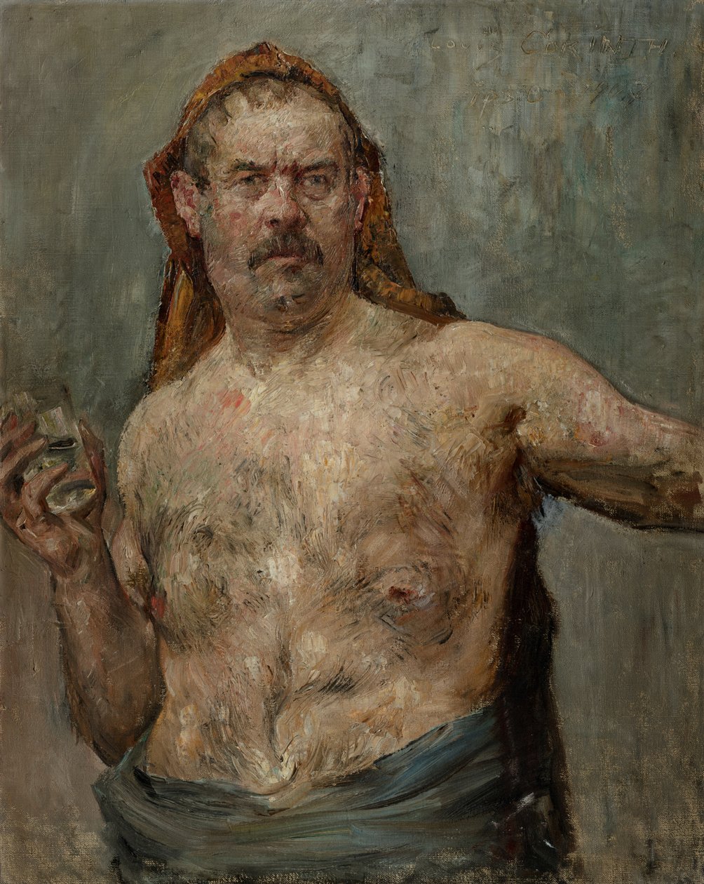Auto-retrato com um copo, 1907 de Lovis Corinth