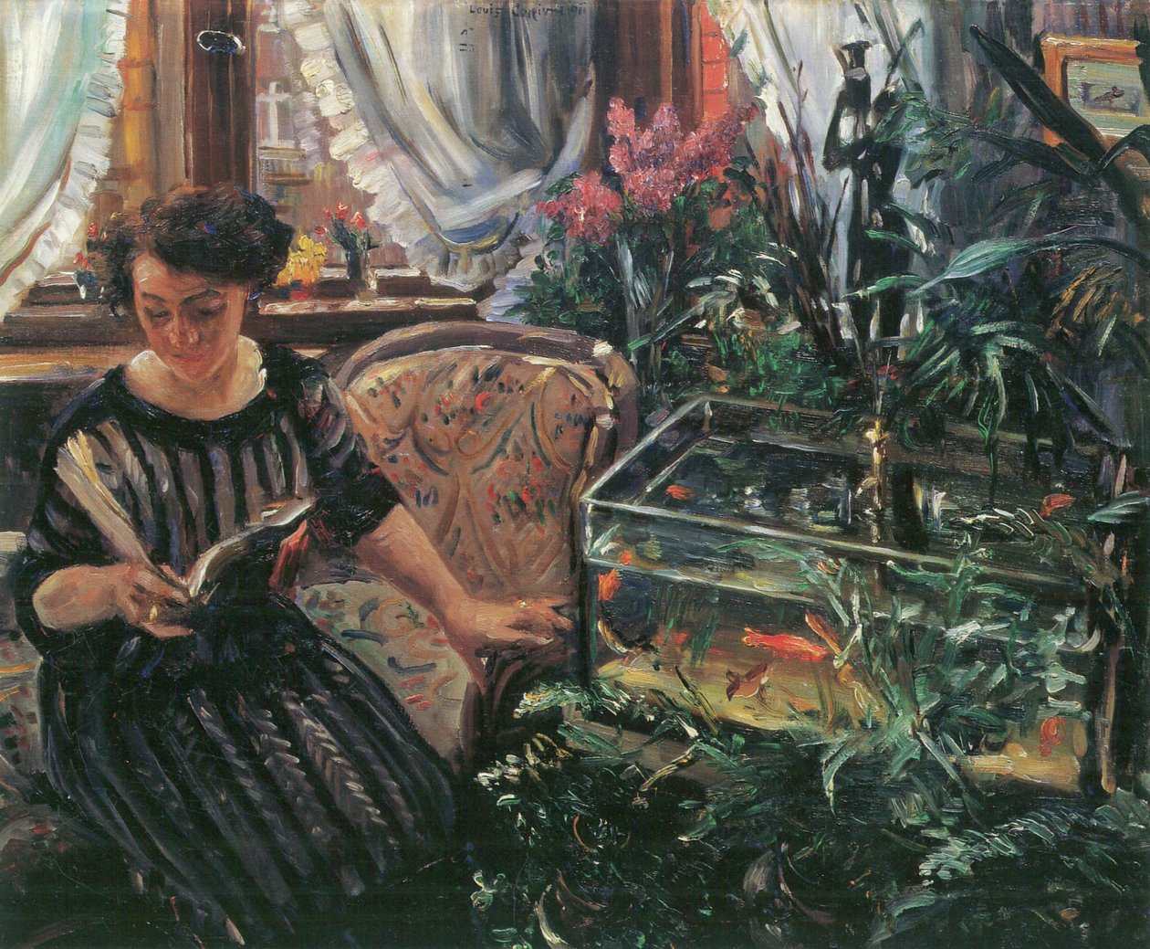 Lady no goldfish bacia A esposa do artista de Lovis Corinth
